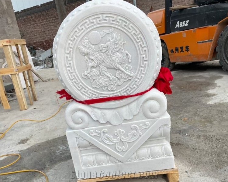 Outdoor Large Drum Natural Stone Carving Chinese BAO GU SHI