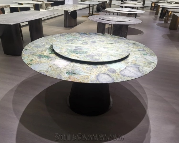 Stone Green Marble Dining Table Round Dining Table