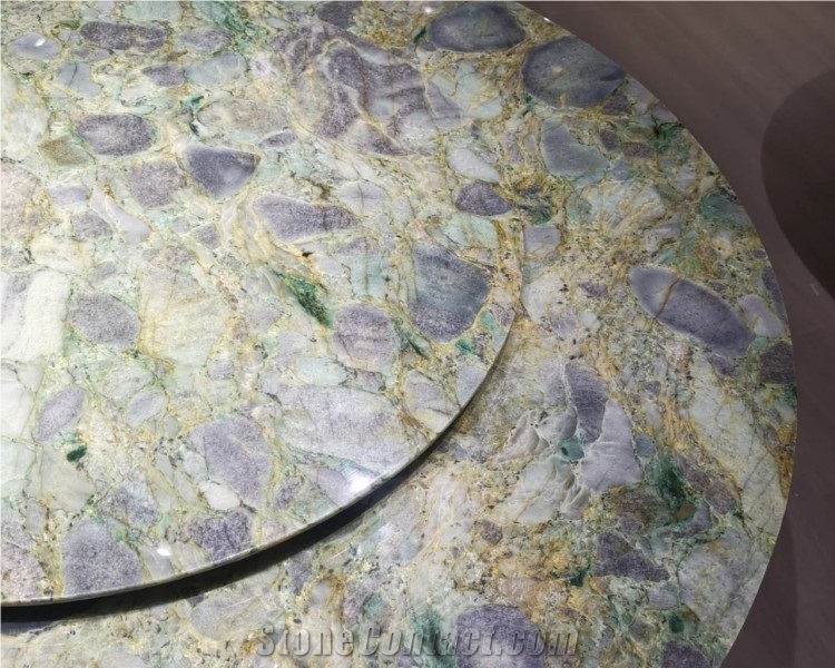 Stone Green Marble Dining Table Round Dining Table