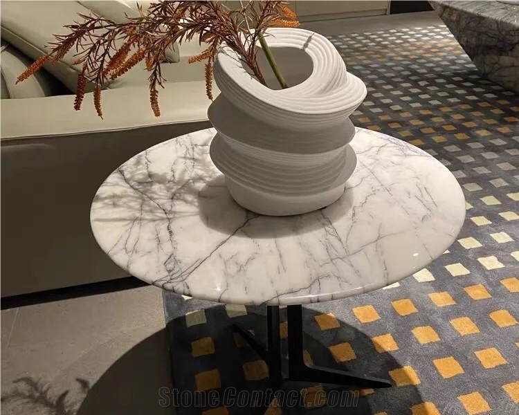 White Marble Stone Coffee Table Marble Top Coffee Tea Table
