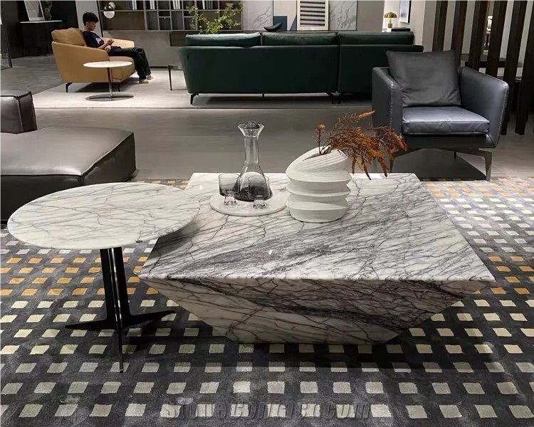 White Marble Stone Coffee Table Marble Top Coffee Tea Table