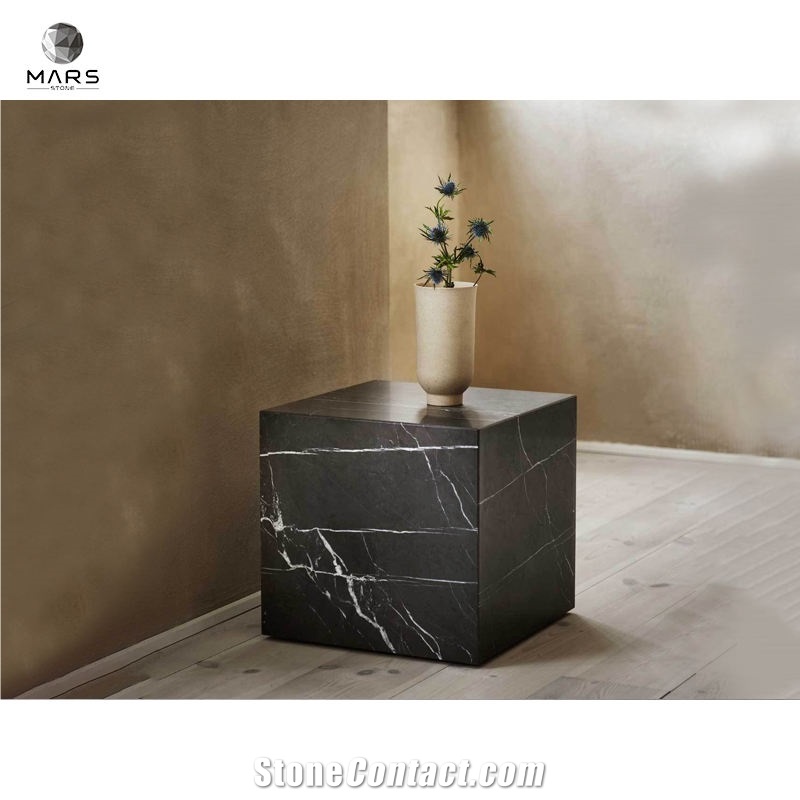 Black Cube Table Marble Home Decor Marble Plinth