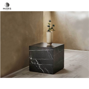 Black Cube Table Marble Home Decor Marble Plinth