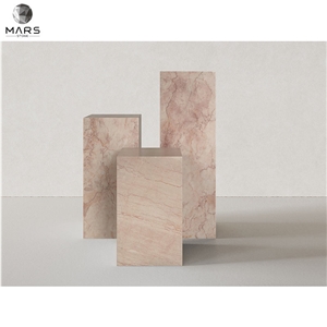 Freestanding Rosa Vene Marble Plinth Marble Stone
