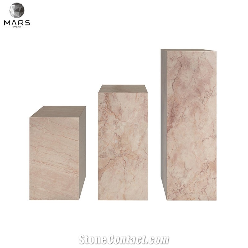 Freestanding Rosa Vene Marble Plinth Marble Stone