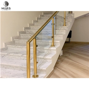 Natural Cararra White Marble Stone Tiles For Stairs Step
