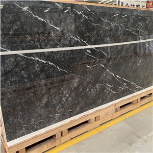 Italy Dark Grey Sintered Stone Slabs Wall Floor Tiles Design