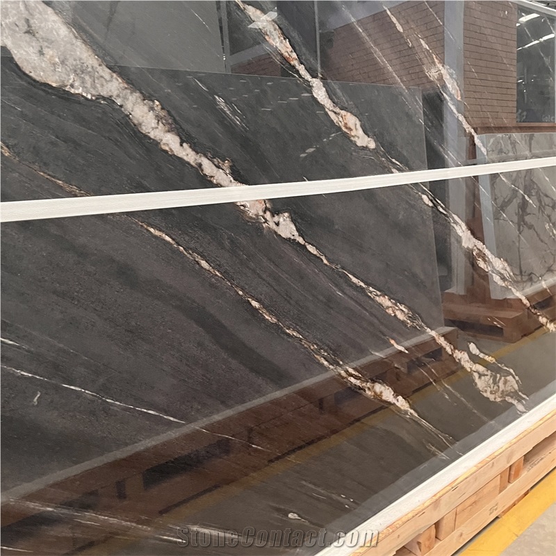 Polished Black Cosmic Black Sintered Stone Slab For Walling