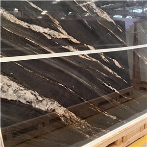 Polished Black Cosmic Black Sintered Stone Slab For Walling