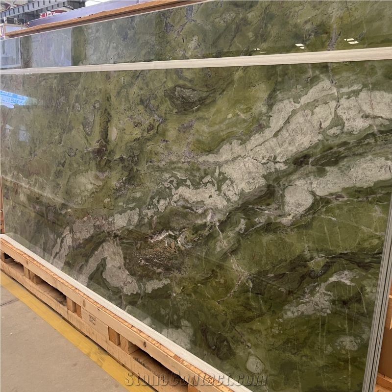 Polished Green Sintered Stone Slabs For Wall Flooring Tiles