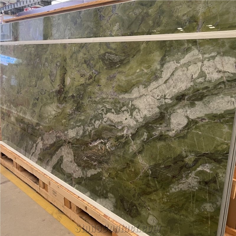 Polished Green Sintered Stone Slabs For Wall Flooring Tiles
