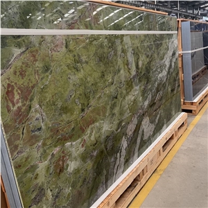 Polished Green Sintered Stone Slabs For Wall Flooring Tiles