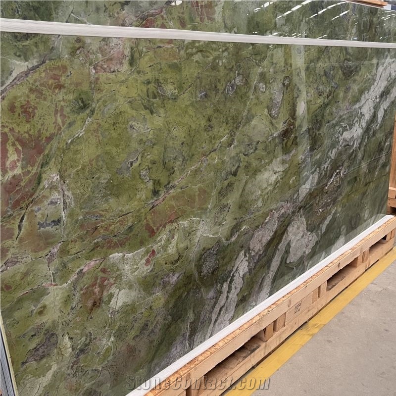 Polished Green Sintered Stone Slabs For Wall Flooring Tiles