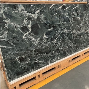 Prada Green Marble Look Sintered Stone Tiles Home Wall Decor