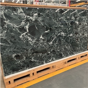 Prada Green Marble Look Sintered Stone Tiles Home Wall Decor