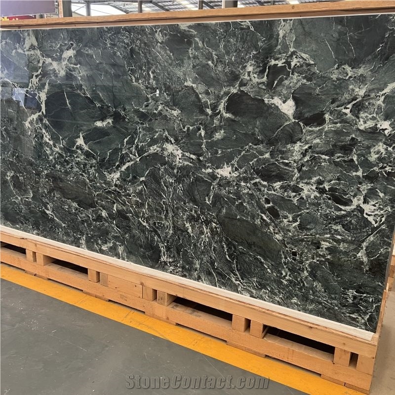 Prada Green Marble Look Sintered Stone Tiles Home Wall Decor