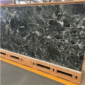 Prada Green Marble Look Sintered Stone Tiles Home Wall Decor