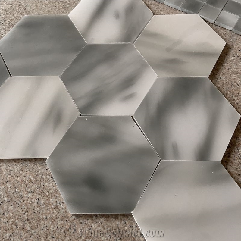 Bathroom Wall Grey And White Marble Mosaic Tiles For Sale