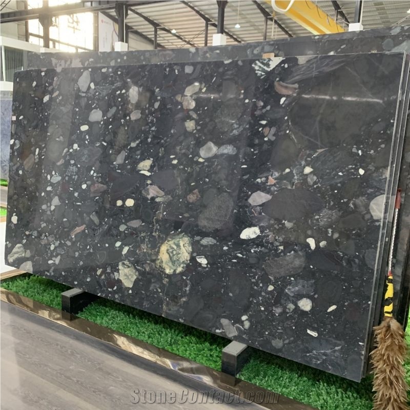 Black Mosaic Granite Slabs And Tiles For Bathroom Flooring