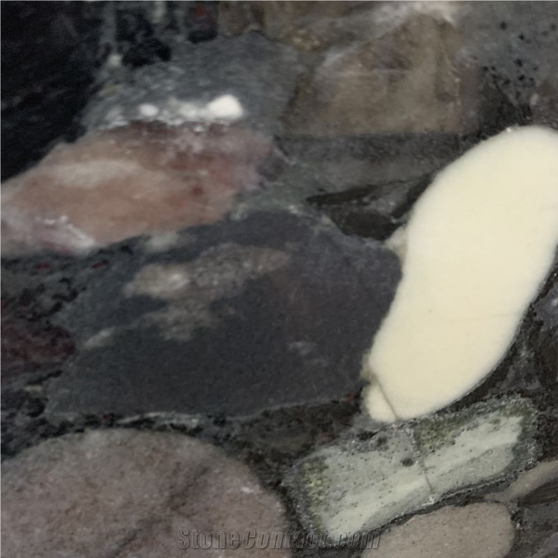 Black Mosaic Granite Slabs And Tiles For Bathroom Flooring