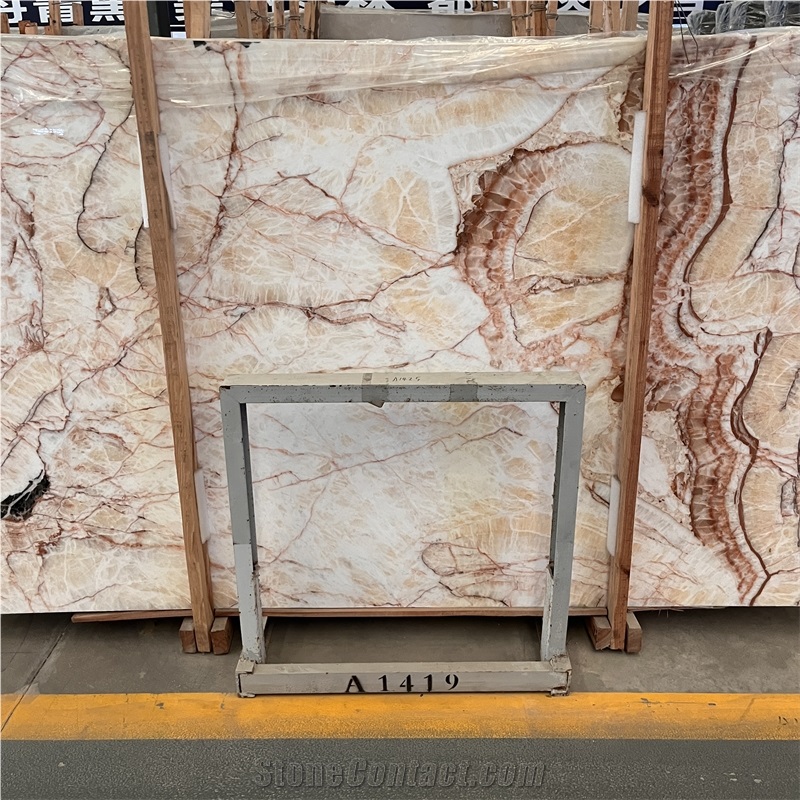 Book Matched Red Dragon Jade Onyx For Wall Background