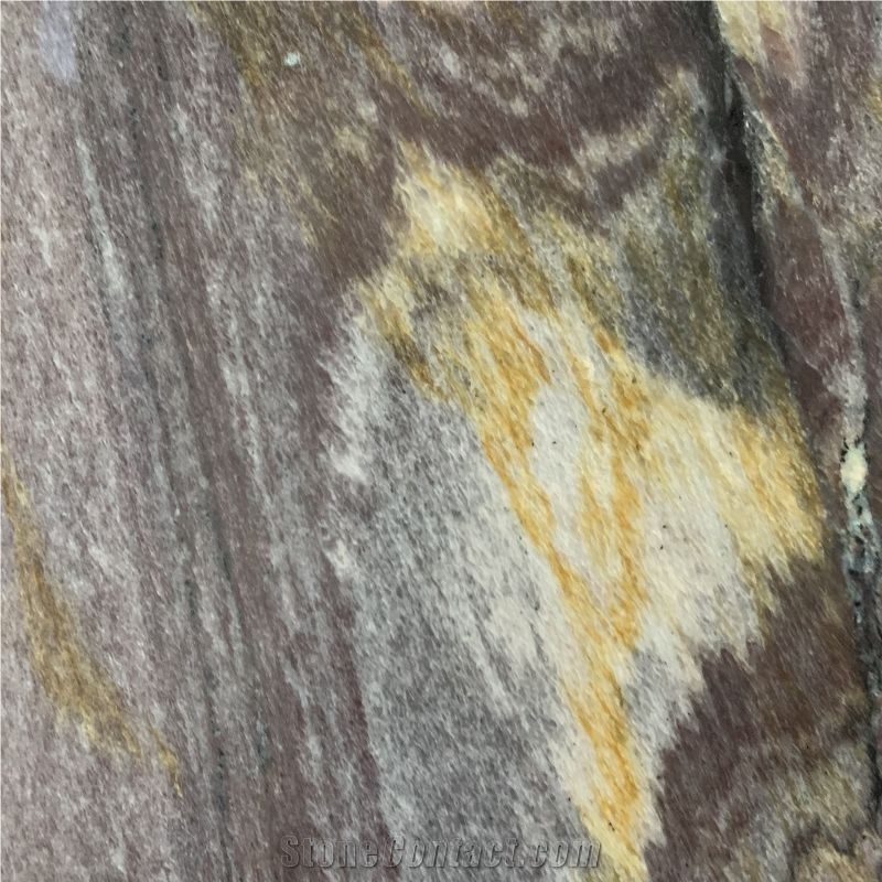 Bookmatch Purple East Quartzite Slab For Villa TV Wall Design