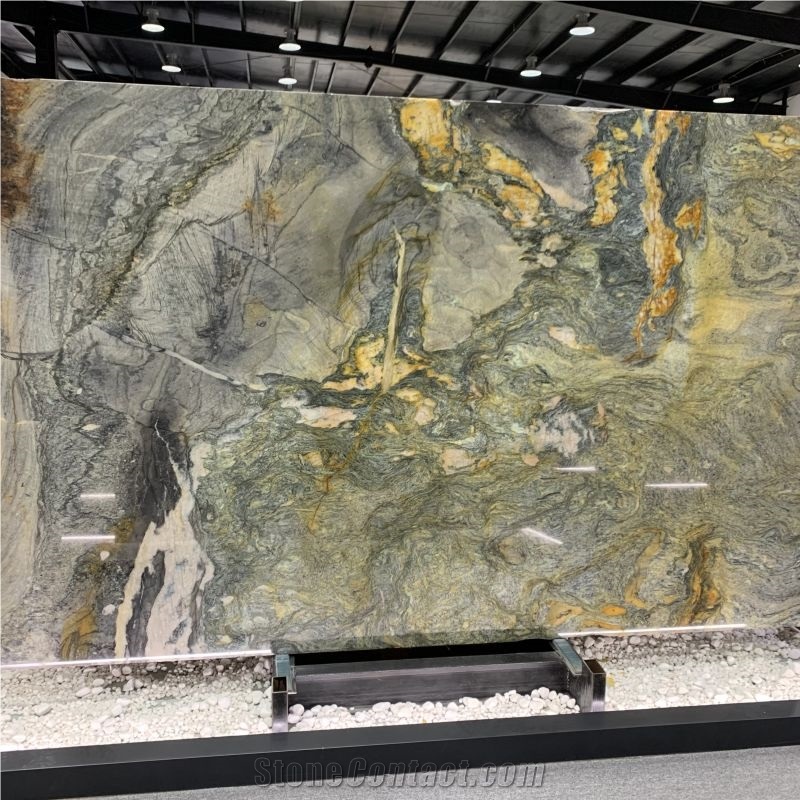 Brazil Luxury Stone Marine Blue Quartzite Slab For Wall Tile