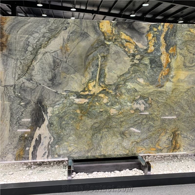 Brazil Luxury Stone Marine Blue Quartzite Slab For Wall Tile