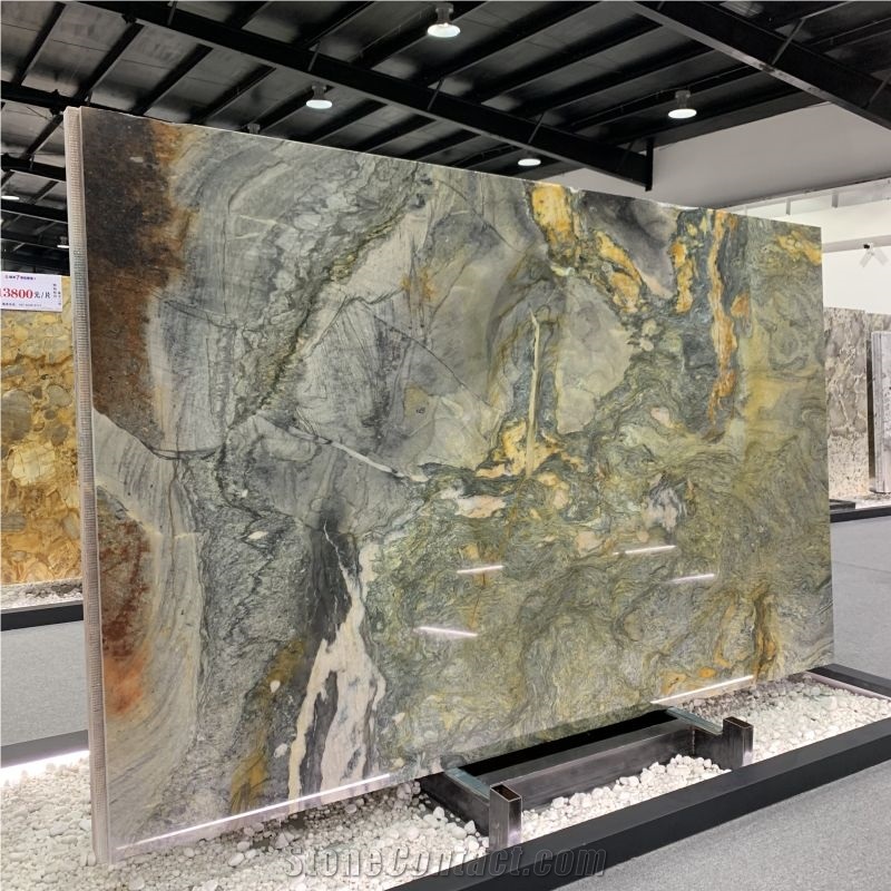 Brazil Luxury Stone Marine Blue Quartzite Slab For Wall Tile