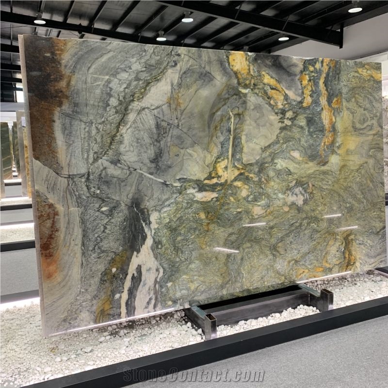 Brazil Luxury Stone Marine Blue Quartzite Slab For Wall Tile