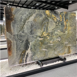 Brazil Luxury Stone Marine Blue Quartzite Slab For Wall Tile