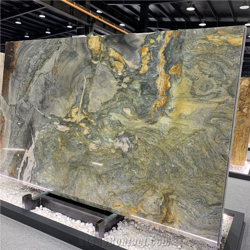 Brazil Luxury Stone Marine Blue Quartzite Slab For Wall Tile