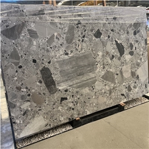 Ceppo Grigio Conglomerate Panda Grey Slabs For Sale