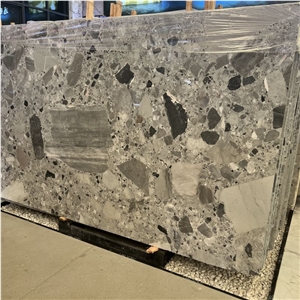 Ceppo Grigio Conglomerate Panda Grey Slabs For Sale