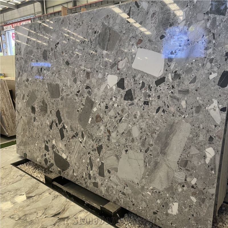 Ceppo Grigio Conglomerate Panda Grey Slabs For Sale