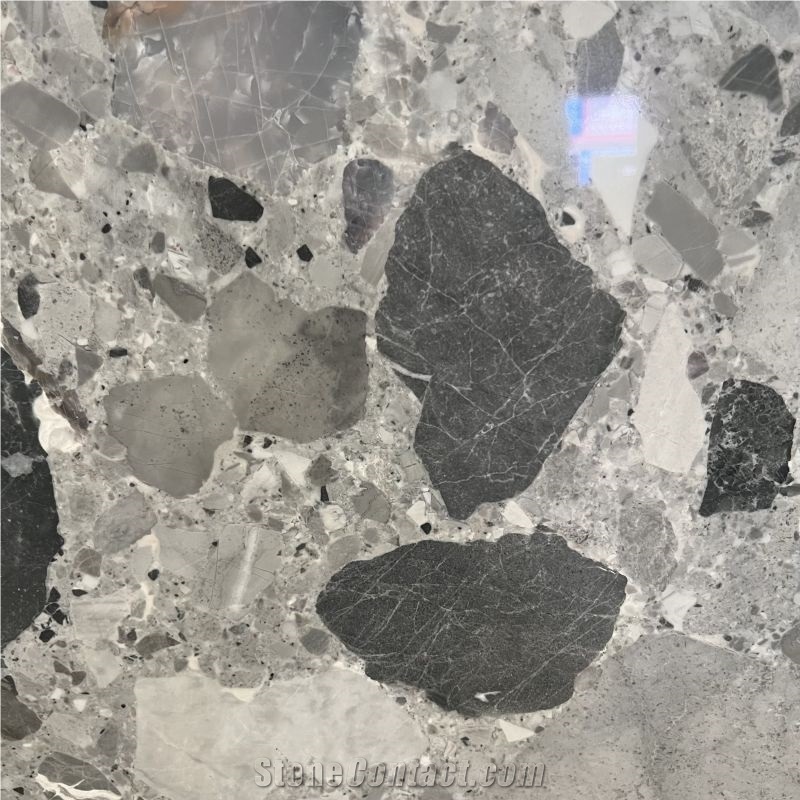 Ceppo Grigio Conglomerate Panda Grey Slabs For Sale