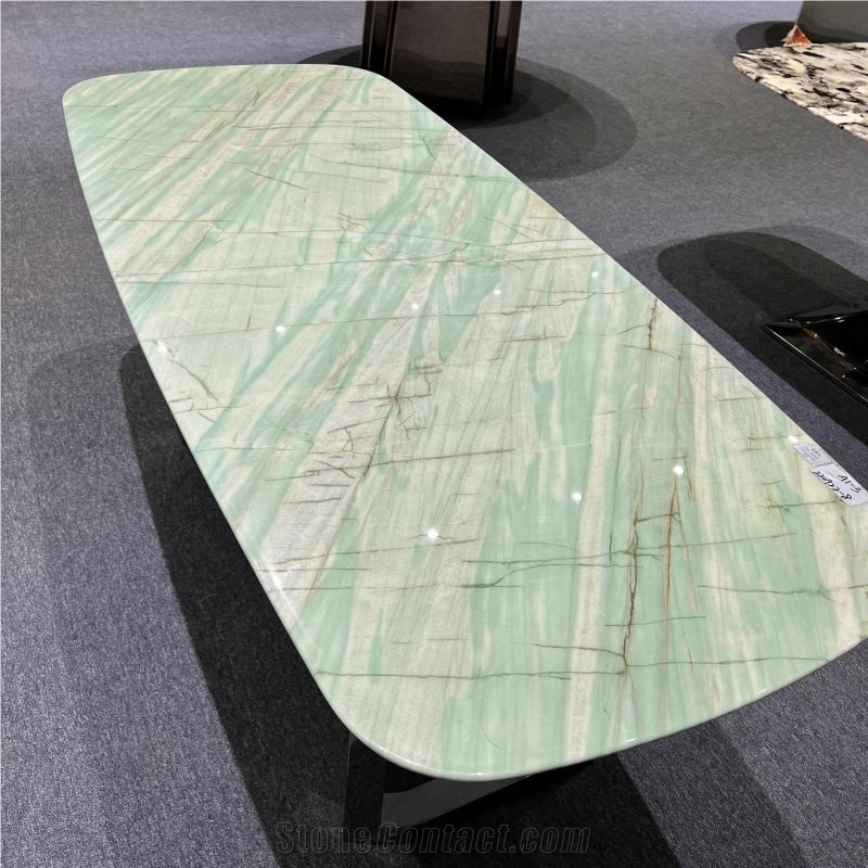 Custom Made Pampers Green Quartzite Natural Marble Table Top