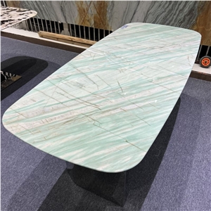 Custom Made Pampers Green Quartzite Natural Marble Table Top