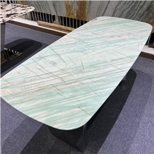 Custom Made Pampers Green Quartzite Natural Marble Table Top