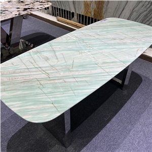 Custom Made Pampers Green Quartzite Natural Marble Table Top