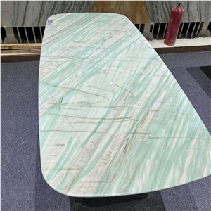 Custom Made Pampers Green Quartzite Natural Marble Table Top