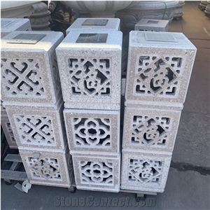 Custom Natural Granite Lantern Sculpture For Garden Decor