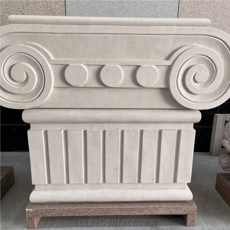 Customize Design Limestone Column Capital For Hotel