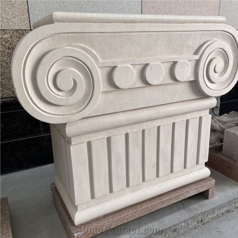 Customize Design Limestone Column Capital For Hotel