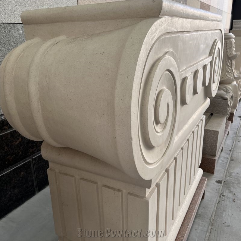 Customize Design Limestone Column Capital For Hotel