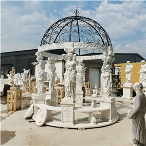 Customized Hand Carved Natural Stone Gazebo For Garden Decor