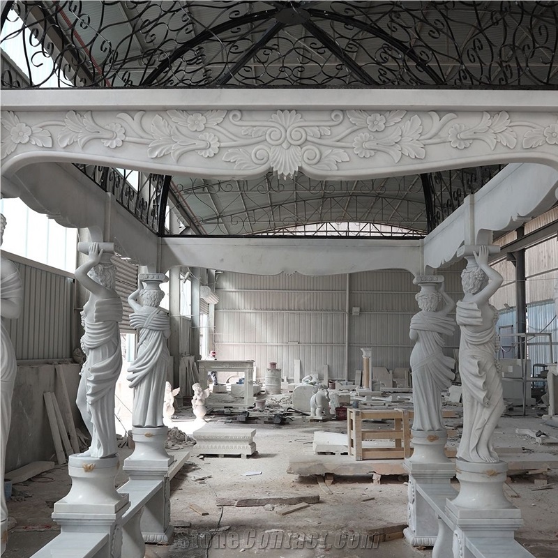 Customized Hand Carved Natural Stone Gazebo For Garden Decor