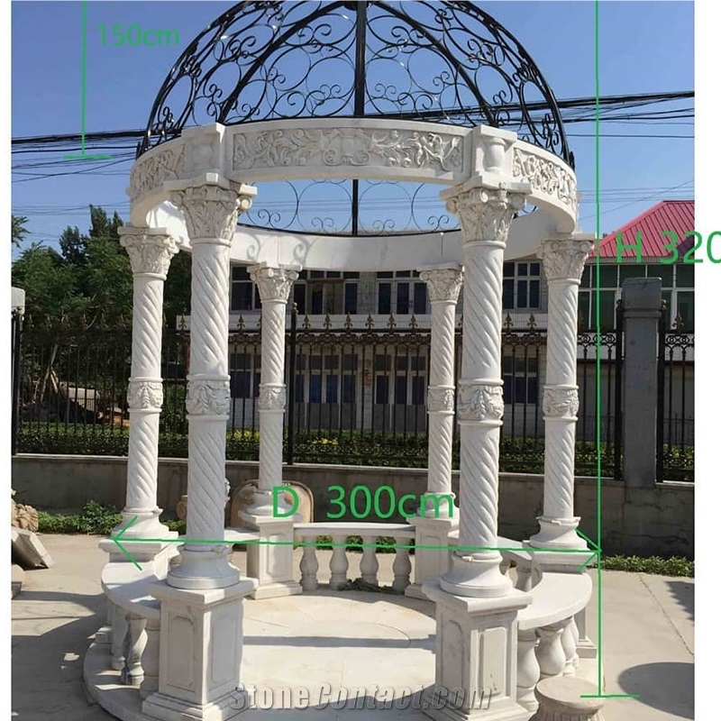 Customized Hand Carved Natural Stone Gazebo For Garden Decor