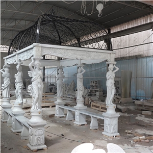 Customized Hand Carved Natural Stone Gazebo For Garden Decor