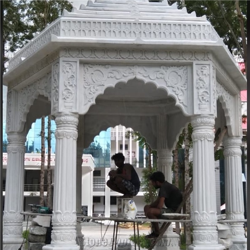 Customized Hand Carved Natural Stone Gazebo For Garden Decor